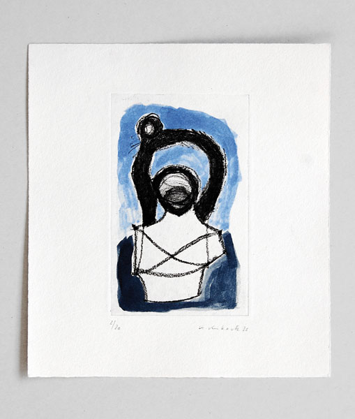 Radierung handcoloriert